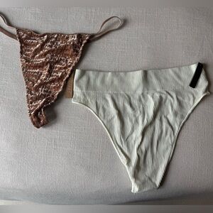 NWT SKIMS Brown and Cream Panties Set